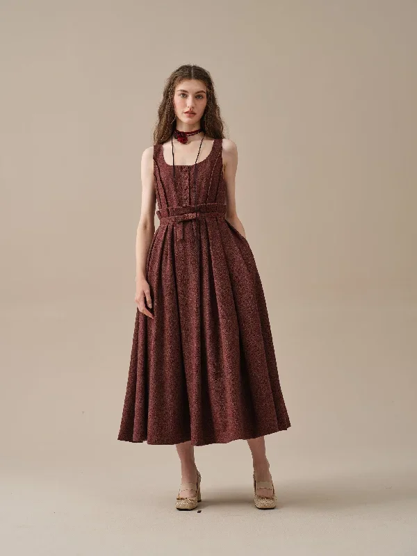 pleated-wool-dresses-in-rustred-elegant-dresses-sleeveless-dresses-vintage-dress-warm-dress-linennaive