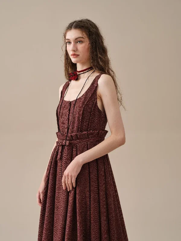 pleated-wool-dresses-in-rustred-elegant-dresses-sleeveless-dresses-vintage-dress-warm-dress-linennaive