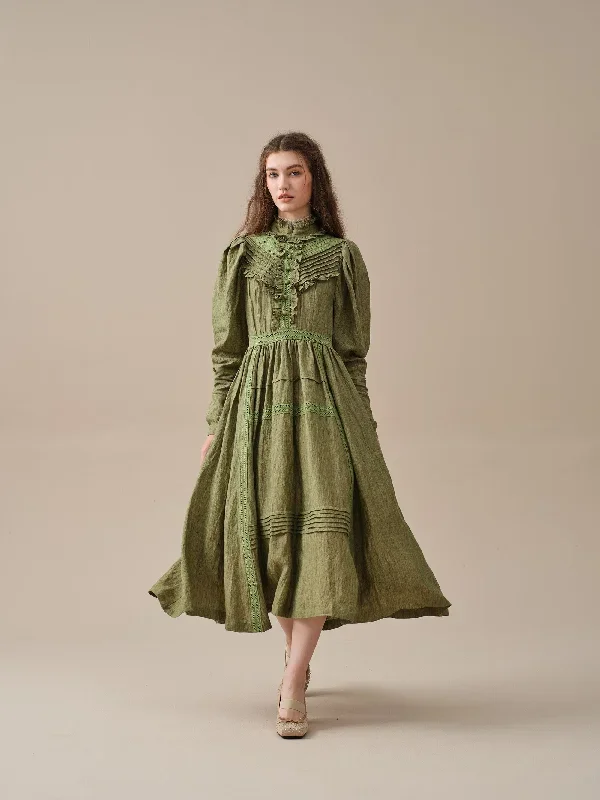 ruffled-linen-dress-victorian-dress-vintage-dress-elegant-dress-long-sleeved-dress-linennaive