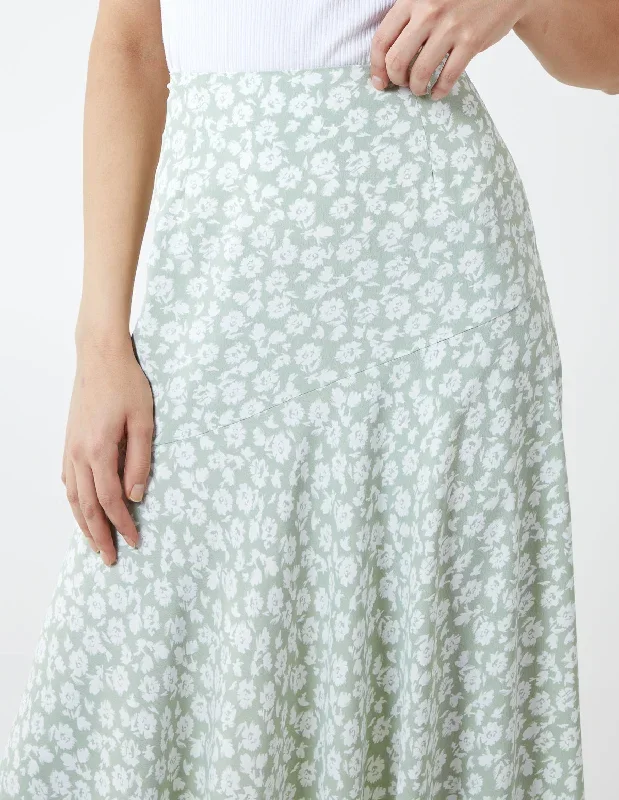 sage-floral-print-asymmetric-midi-skirt