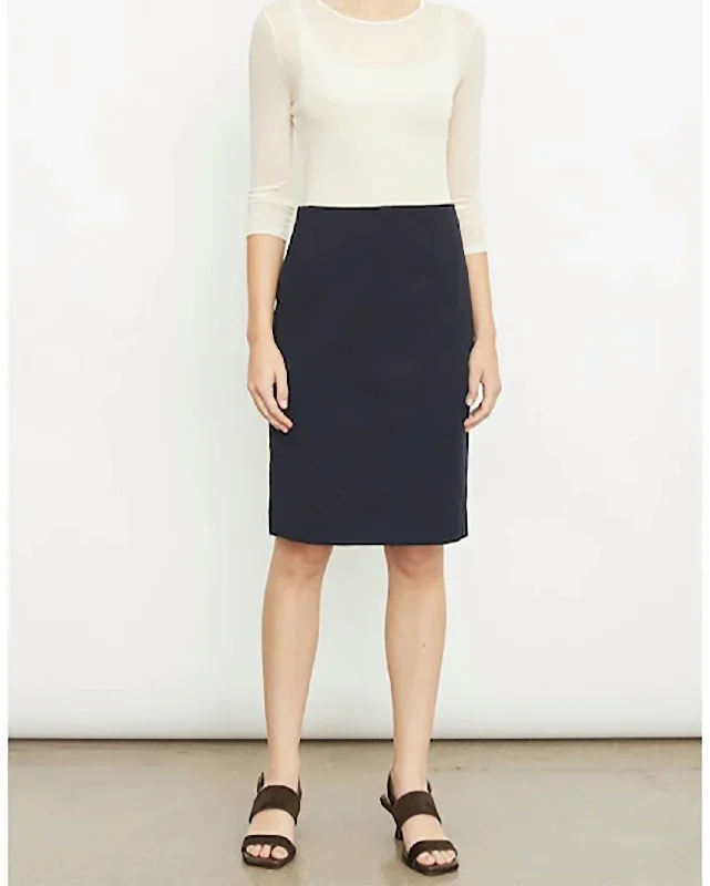 Seamed Front Pencil Skirt In Coastal Blue