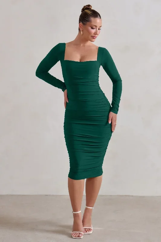 seductress-bottle-green-square-neck-bodycon-midi-dress-with-long-sleeves-cl127075047