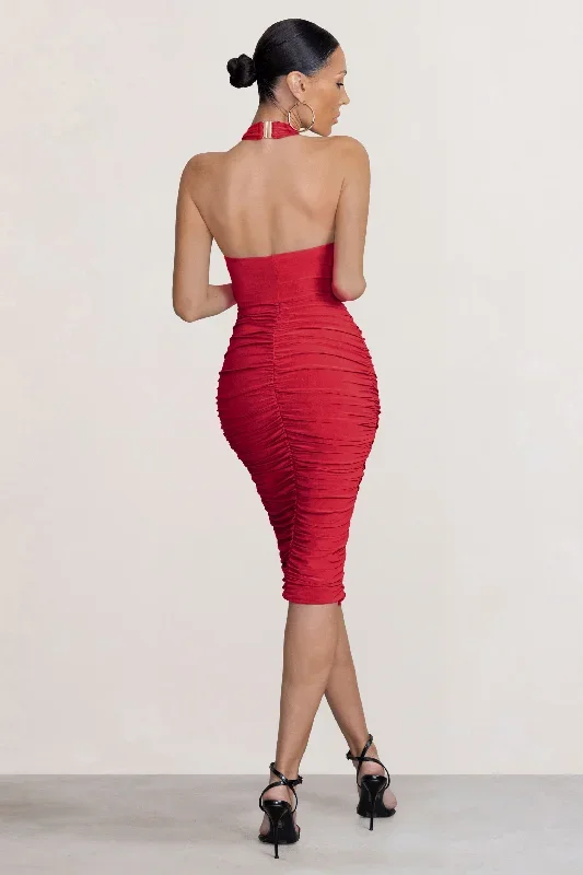 serendipity-red-halter-neck-knot-midi-dress