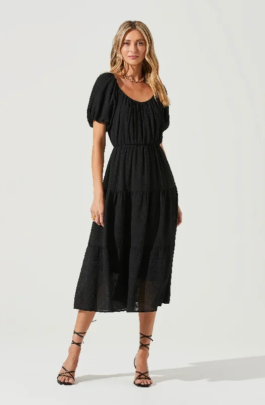 Smocked Tiered Midi Dress