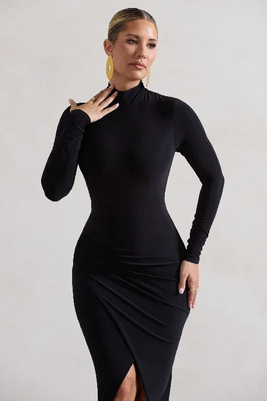 soha-black-high-neck-wrap-midi-dress-cl131004002