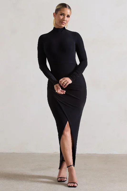 soha-black-high-neck-wrap-midi-dress-cl131004002