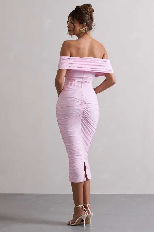 unwrapped-pink-ruched-twist-bardot-midi-dress-cl132019114