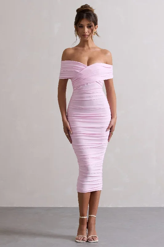 unwrapped-pink-ruched-twist-bardot-midi-dress-cl132019114