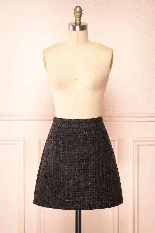 Veranne Black | Short A-Line Tweed Skirt