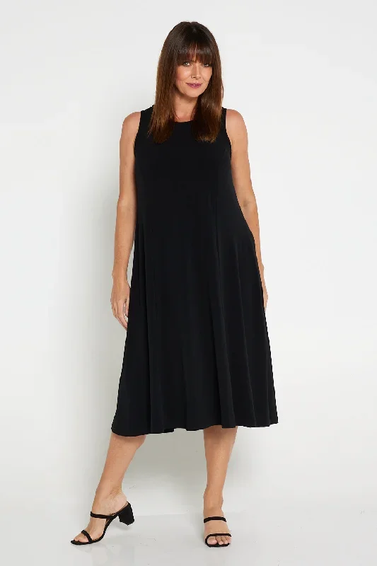 Whitney Swing Slip Dress - Black