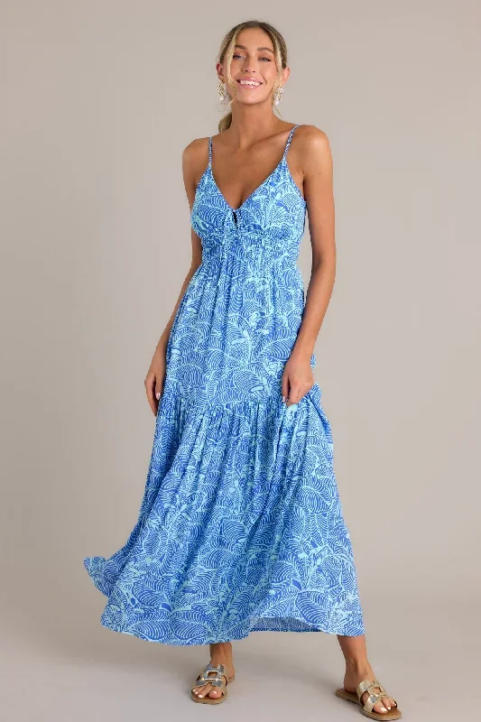 Z Supply Lisbon Arta Floral Blue Wave Maxi Dress