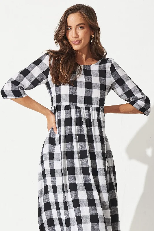 zara-midi-dress-in-black-with-white-gingham